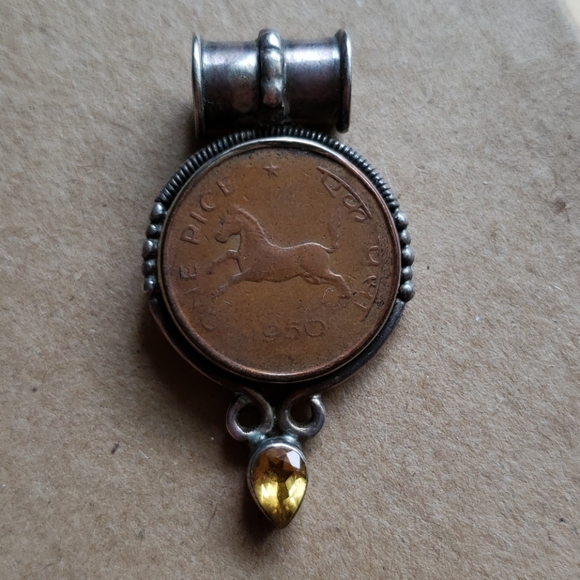 Handmade sterling silver one pice coin topaz - Picture 4 of 4